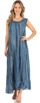 Sakkas Raquel Women's Casual Sleeveless Maxi Summer Caftan Column Dress Tie-Dye