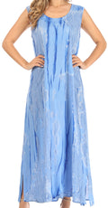Sakkas Raquel Women's Casual Sleeveless Maxi Summer Caftan Column Dress Tie-Dye#color_Blue