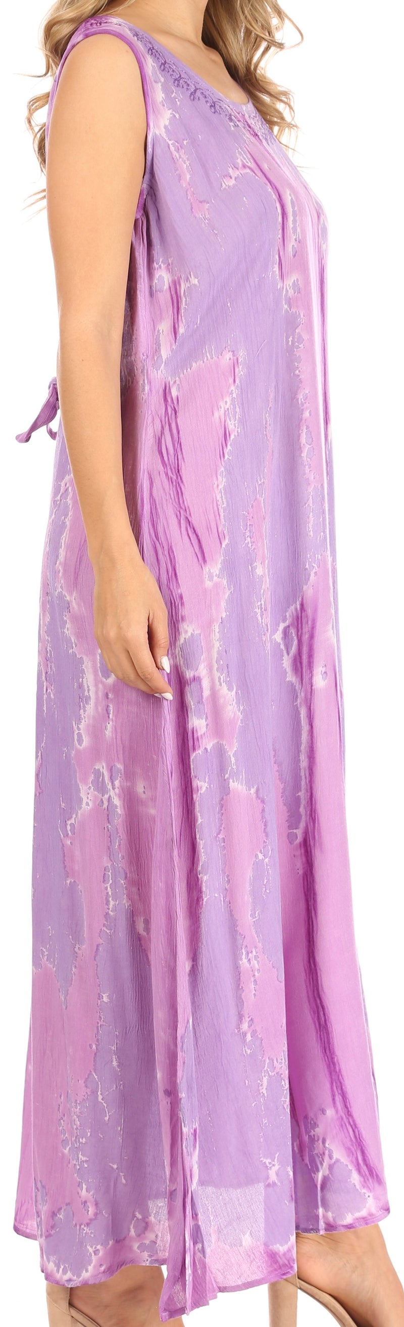Sakkas Raquel Women's Casual Sleeveless Maxi Summer Caftan Column Dress Tie-Dye