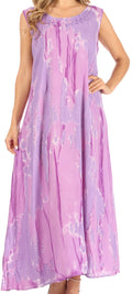 Sakkas Raquel Women's Casual Sleeveless Maxi Summer Caftan Column Dress Tie-Dye#color_Purple