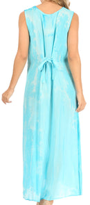 Sakkas Raquel Women's Casual Sleeveless Maxi Summer Caftan Column Dress Tie-Dye