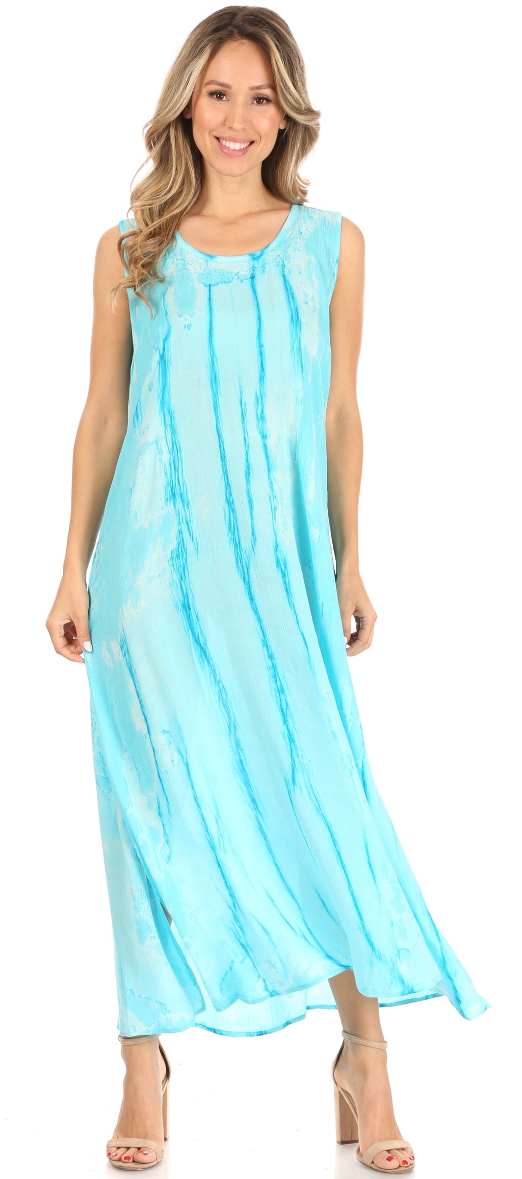 Sakkas Raquel Women's Casual Sleeveless Maxi Summer Caftan Column Dres