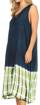 Sakkas Ilaria Women's Midi Sleeveless Casual Loose Flare Print Dress Caftan Pocket