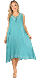 Sakkas Ilaria Women's Midi Sleeveless Casual Loose Flare Print Dress Caftan Pocket