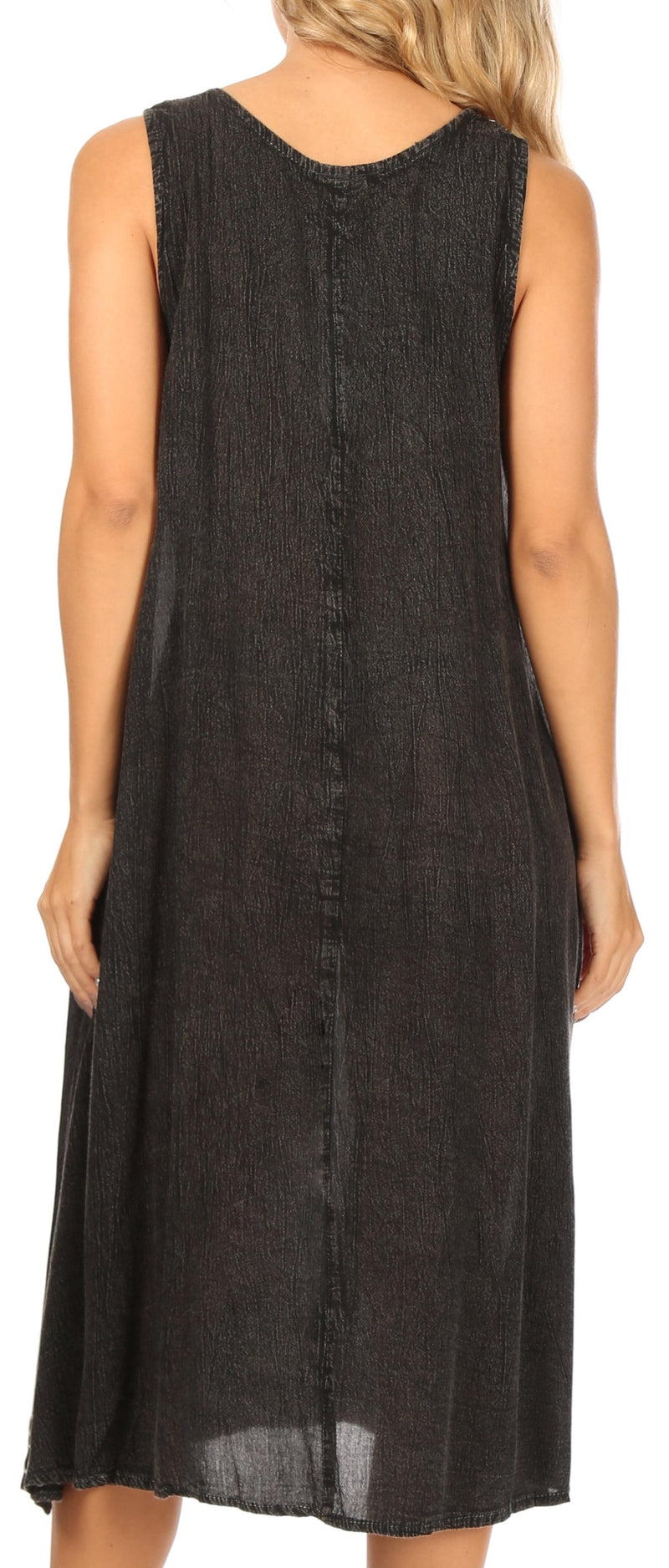 Sakkas Ilaria Women's Midi Sleeveless Casual Loose Flare Print Dress Caftan Pocket