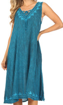 Sakkas Ilaria Women's Midi Sleeveless Casual Loose Flare Print Dress Caftan Pocket