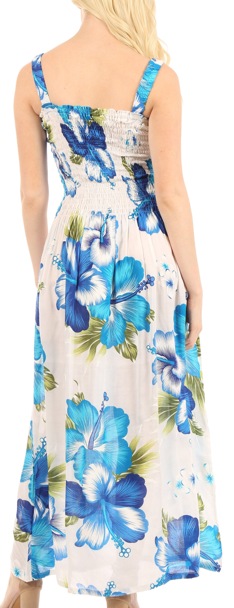 Sakkas Naida Women's  Casual Summer Long Sleeveless Stretchy Floral Print Dress