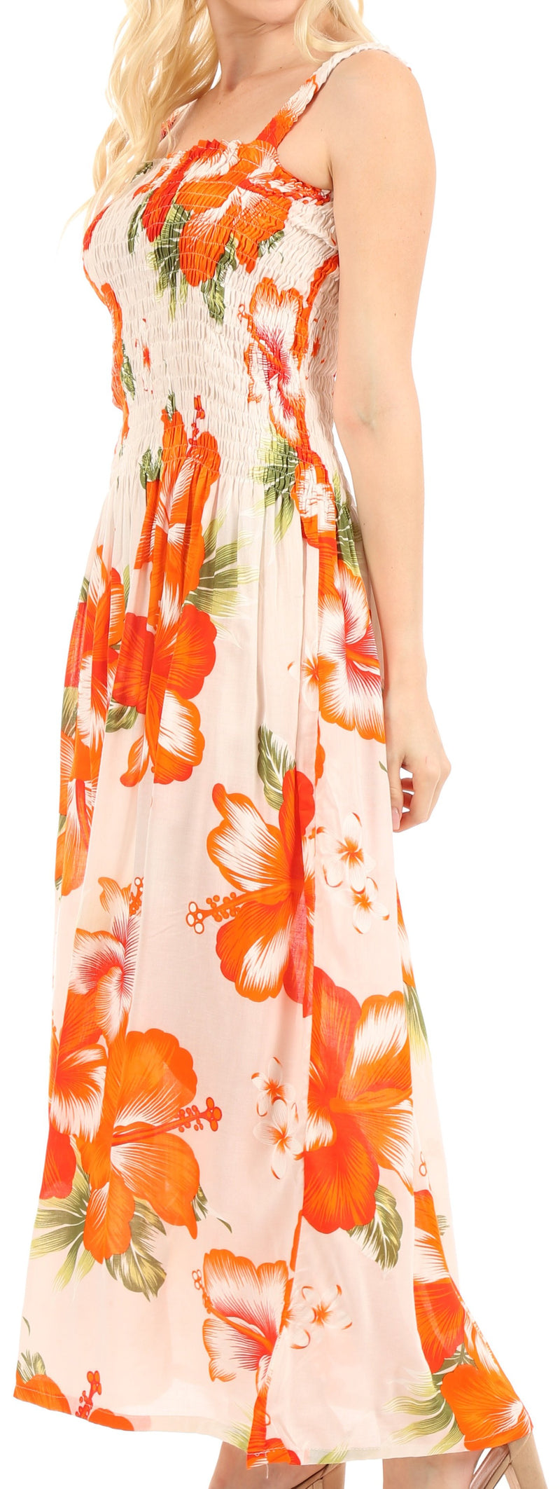 Sakkas Naida Women's  Casual Summer Long Sleeveless Stretchy Floral Print Dress