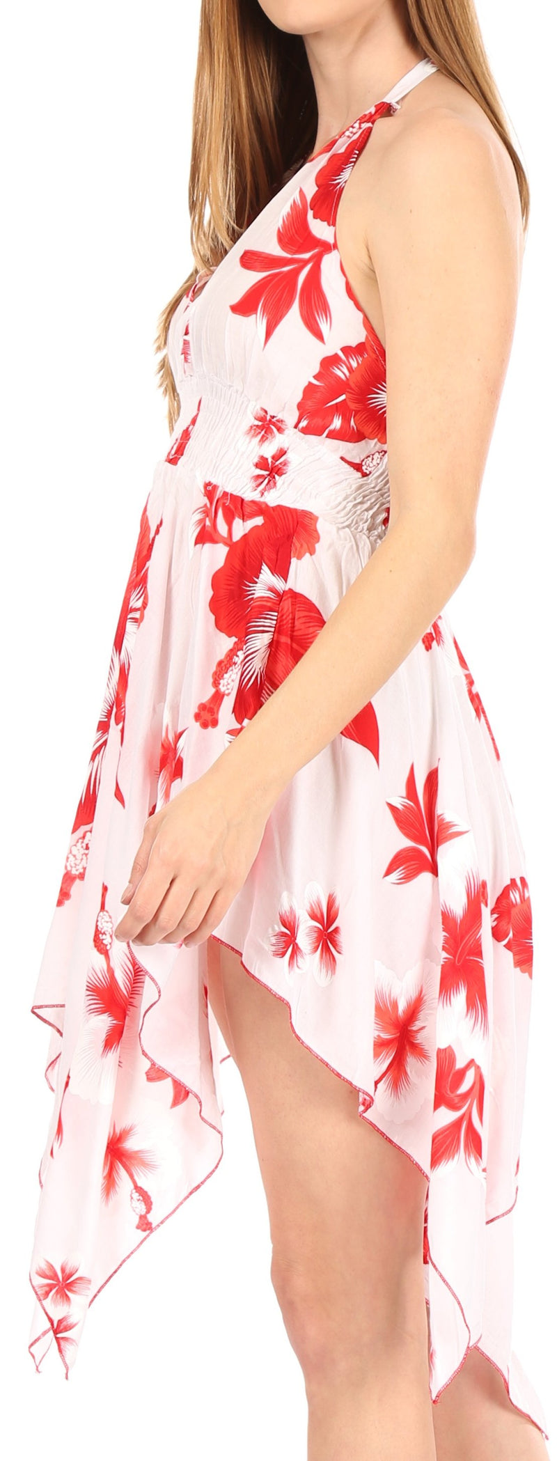 Sakkas Svana Women's V-neck Spaghetti Strap Floral Print Summer Casual Short Dress