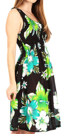 Sakkas Murni Women's Casual Summer Cocktail Elastic Stretchy Floral Print Dress