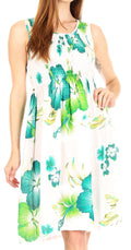 Sakkas Murni Women's Casual Summer Cocktail Elastic Stretchy Floral Print Dress#color_W-Green