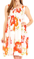 Sakkas Murni Women's Casual Summer Cocktail Elastic Stretchy Floral Print Dress#color_W-Orange