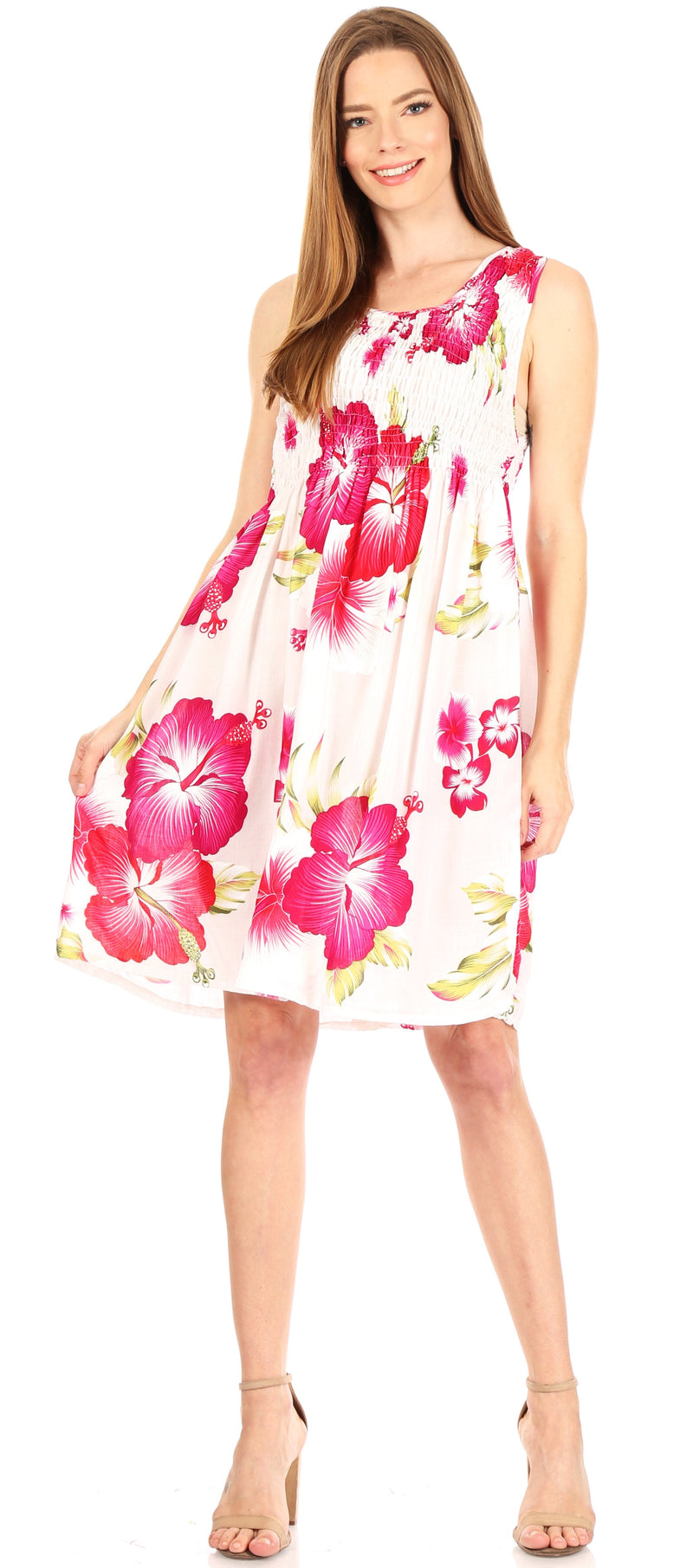Sakkas Murni Women's Casual Summer Cocktail Elastic Stretchy Floral Print Dress