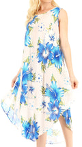 Sakkas Aba Women's Casual Summer Floral Print Sleeveless Loose Dress Cover-up#color_W-Blue