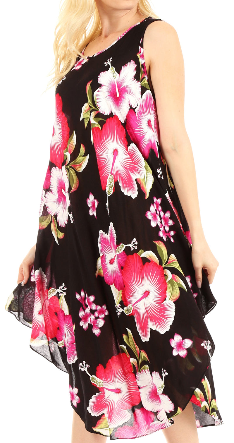 Sakkas Clara Women's Casual Summer Sleeveless Sundress Loose Floral Print Dress