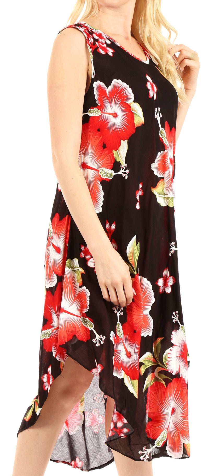 Sakkas Clara Women's Casual Summer Sleeveless Sundress Loose Floral Print Dress