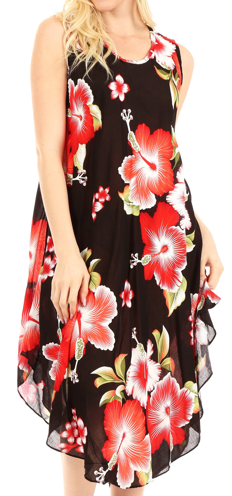 Sakkas Clara Women's Casual Summer Sleeveless Sundress Loose Floral Print Dress