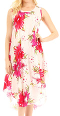 Sakkas Clara Women's Casual Summer Sleeveless Sundress Loose Floral Print Dress#color_W-Pink