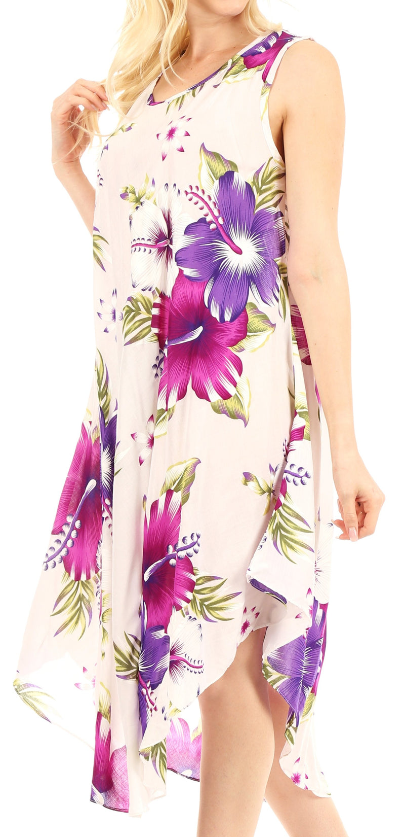 Sakkas Clara Women's Casual Summer Sleeveless Sundress Loose Floral Print Dress