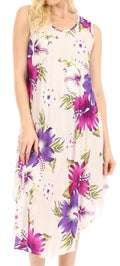 Sakkas Clara Women's Casual Summer Sleeveless Sundress Loose Floral Print Dress#color_W-Purple