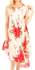 Sakkas Clara Women's Casual Summer Sleeveless Sundress Loose Floral Print Dress#color_W-Red