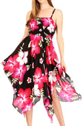 Sakkas Hamisi Women's Tube Spaghetti Strap Floral Print Summer Casual Short Dress#color_B-Pink