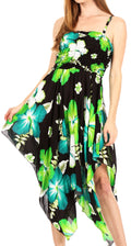 Sakkas Hamisi Women's Tube Spaghetti Strap Floral Print Summer Casual Short Dress#color_B-Teal