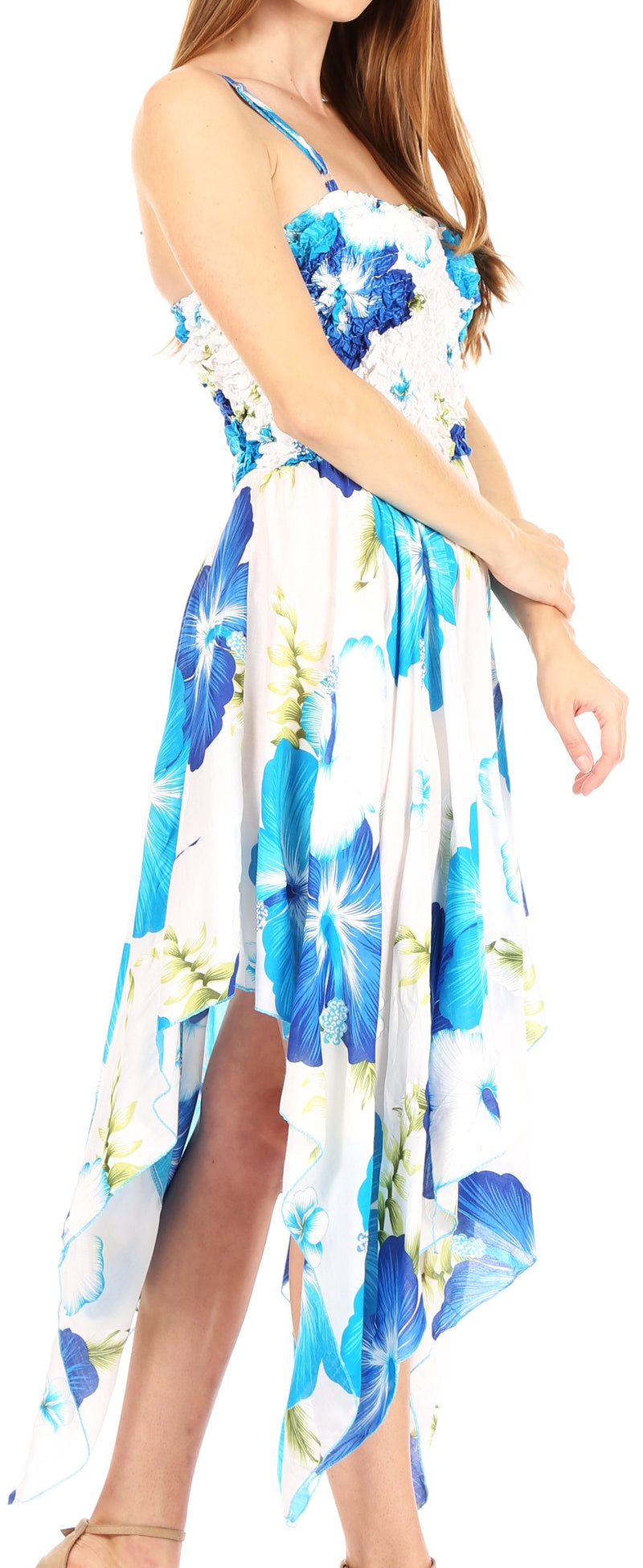 Sakkas Hamisi Women's Tube Spaghetti Strap Floral Print Summer Casual Short Dress
