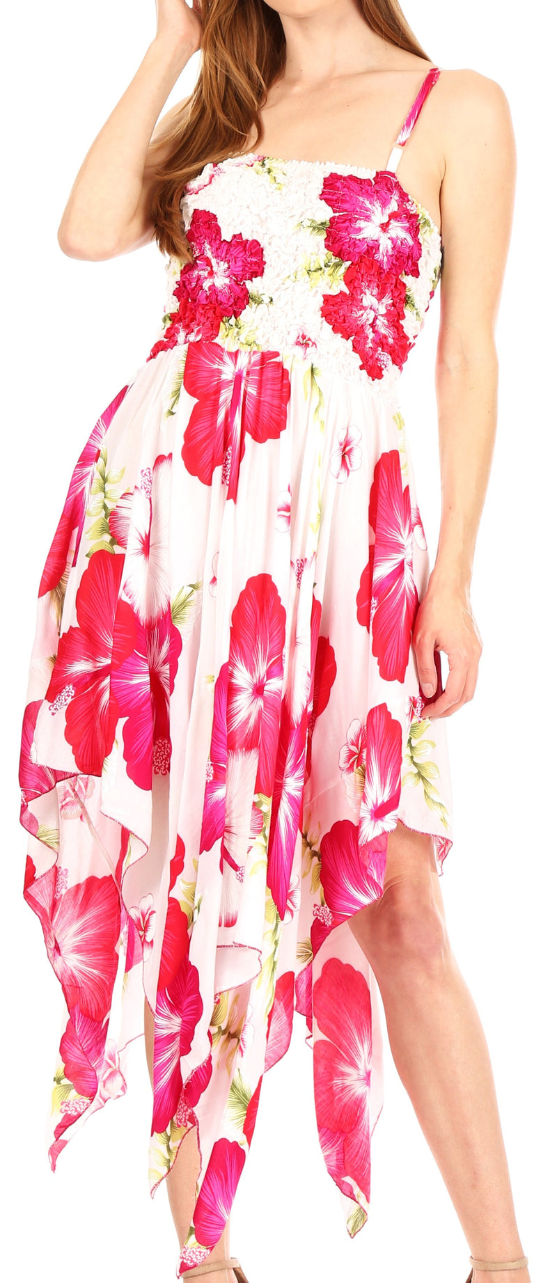 Sakkas Hamisi Women's Tube Spaghetti Strap Floral Print Summer Casual Short Dress