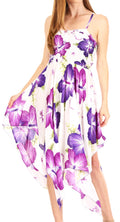 Sakkas Hamisi Women's Tube Spaghetti Strap Floral Print Summer Casual Short Dress#color_W-Purple
