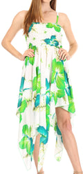 Sakkas Hamisi Women's Tube Spaghetti Strap Floral Print Summer Casual Short Dress#color_W-Teal