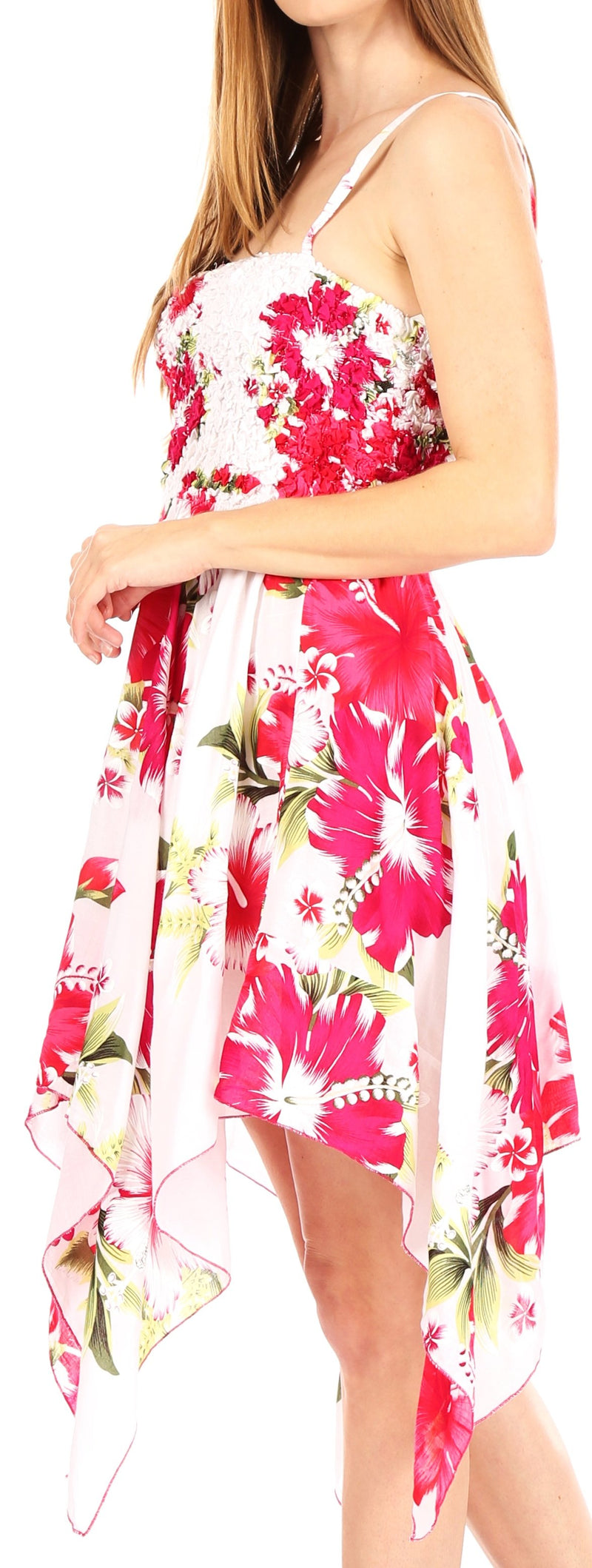 Sakkas Kiera Women's Tube Spaghetti Strap Floral Print Summer Casual Short Dress
