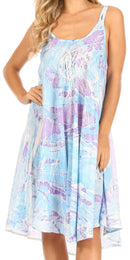 Sakkas Irina Women's Midi Corset Summer Casual Spaghetti Strap Dress Flared Light