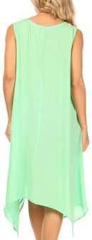 Sakkas Tinna Women's Casual Sleeveless Tank Flare Midi Boho Print Dress Cover-up