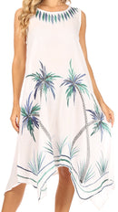 Sakkas Tinna Women's Casual Sleeveless Tank Flare Midi Boho Print Dress Cover-up