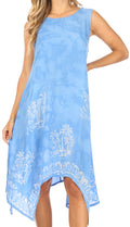 Sakkas Tinna Women's Casual Sleeveless Tank Flare Midi Boho Print Dress Cover-up#color_UD46-2803-Blue