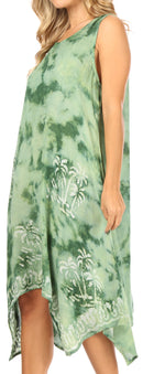 Sakkas Tinna Women's Casual Sleeveless Tank Flare Midi Boho Print Dress Cover-up