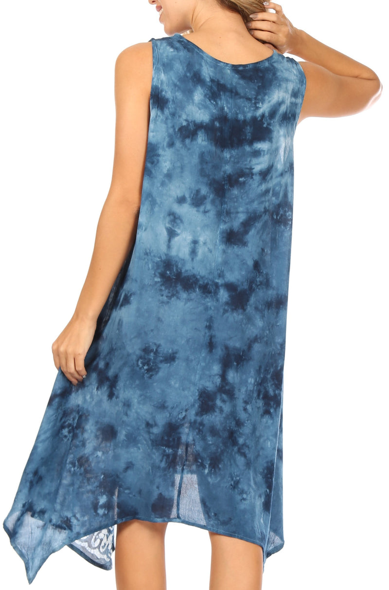 Sakkas Tinna Women's Casual Sleeveless Tank Flare Midi Boho Print Dress Cover-up