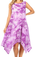 Sakkas Tinna Women's Casual Sleeveless Tank Flare Midi Boho Print Dress Cover-up#color_UD46-2803-Purple