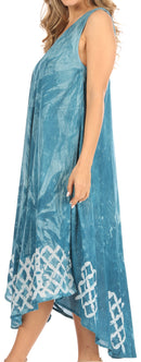 Sakkas Arema Women's Casual Summer Sleeveless Caftan Maxi Tent Dress Batik Loose