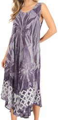 Sakkas Arema Women's Casual Summer Sleeveless Caftan Maxi Tent Dress Batik Loose#color_Mauve
