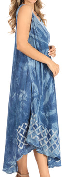 Sakkas Arema Women's Casual Summer Sleeveless Caftan Maxi Tent Dress Batik Loose