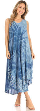 Sakkas Arema Women's Casual Summer Sleeveless Caftan Maxi Tent Dress Batik Loose
