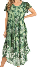 Sakkas Cindy Women's Casual Maxi Short Sleeve Flared Loose Caftan Dress Cover-up#color_2434-Green