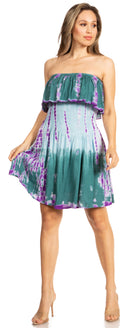 Sakkas Tami Women's Strapless Short Sun Dress Smock Elastic Casual Boho Summer