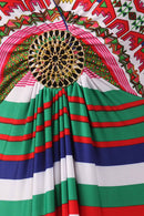 Sakkas Aztec Stripe Medallion Halter Maxi Dress