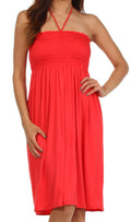 Sakkas Everyday Essentials String Halter Dress#color_Coral