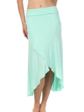 Sakkas Soft Jersey Feel Solid Color Strapless High Low Dress / Skirt#color_LightMint