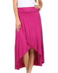 Sakkas Soft Jersey Feel Solid Color Strapless High Low Dress / Skirt#color_Magenta