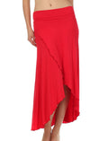 Sakkas Soft Jersey Feel Solid Color Strapless High Low Dress / Skirt#color_Red